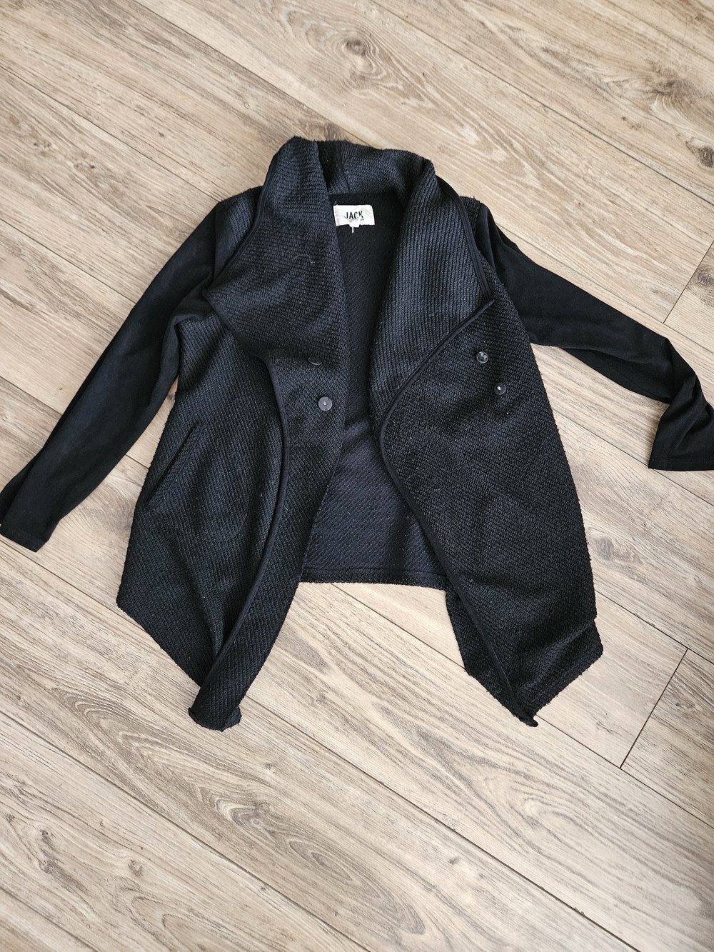 Jack by BB Dakota Black Textured Open-Front Blazer